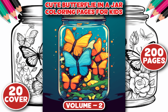 200 Cute Butterflies in a Jar: A Digital Coloring Book for Creative Professionals