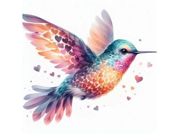 Capture the Magic: A Watercolor Hummingbird in Sunset Color