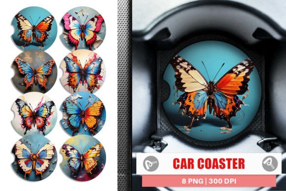 Car Coaster Butterfly Vibrant Color: Elevate Your Auto Styling