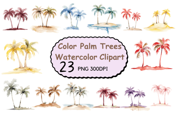 Color Palm Trees Clipart: A Watercolor Toolkit for Tropical Design