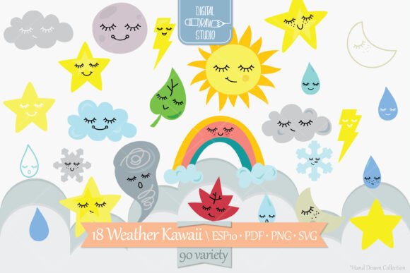 Color Weather Kawaii: A Complete Guide to Star, Moon, Sun Clip Art