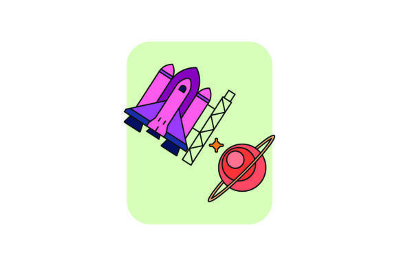 Flat Icon Space Saturn Color Outline: A Modern Design Asset