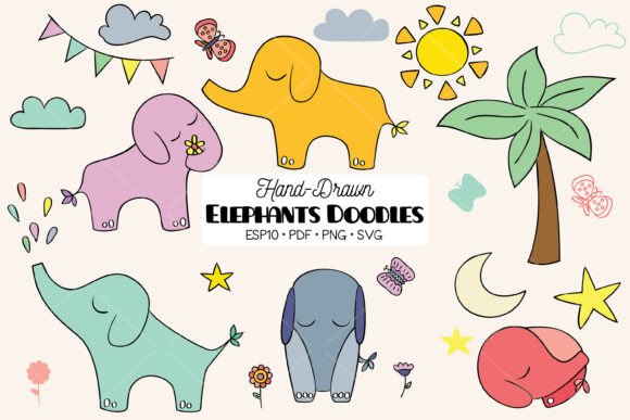 Hand Drawn Baby Elephants & Nature Color: A Creative Toolkit