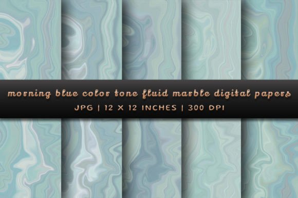 Morning Blue Color Tone Fluid Marble: Serene Digital Textures