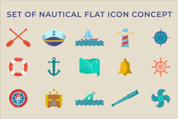 Nautical Flat Icon Color Vector: Your All-in-One Marine Toolkit