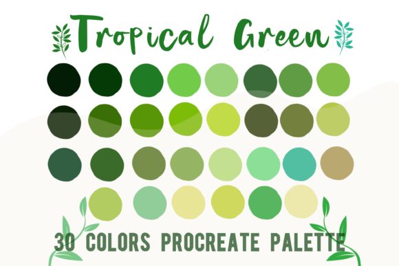 Procreate Color Palette Tropical Green: Instant Lush Tones
