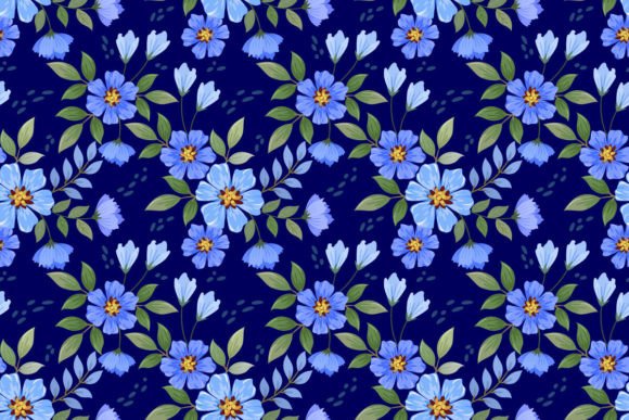 Stunning Blooming Flowers Design on Blue Color