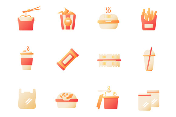 Vibrant Vector Icons for Fast Food and Takeout Projects